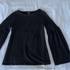 Lord & Taylor black sweater with roushed long sleeves size S